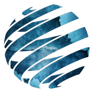 Modernes, blaues Globus-Design symbolisiert Ulcinj in Montenegro und steht f&uuml;r Auswanderung, Firmengr&uuml;ndung und Immobilienberatung durch ekosphere.me, ein Projekt der ekosphere doo.