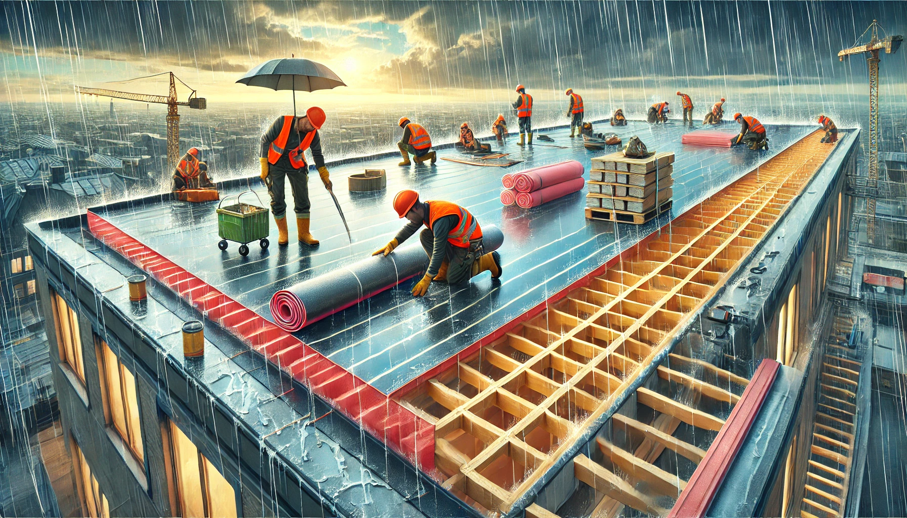 Bauunternehmen Ulcinj: Dach und Abdichtung &ndash; Anschl&uuml;sse, Durchdringungen und Entw&auml;sserung