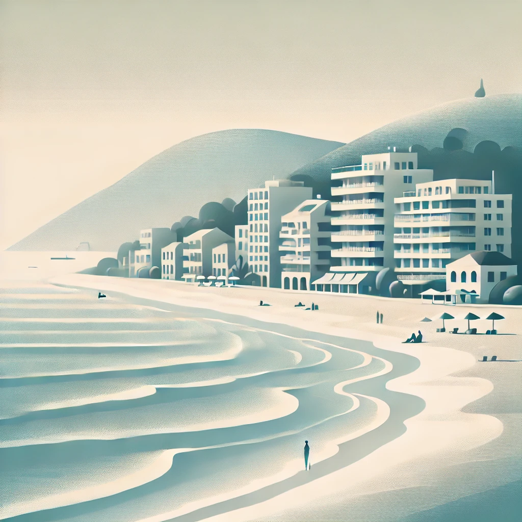 K&uuml;stenlage und Wohnlagen in Ulcinj &ndash; Illustration