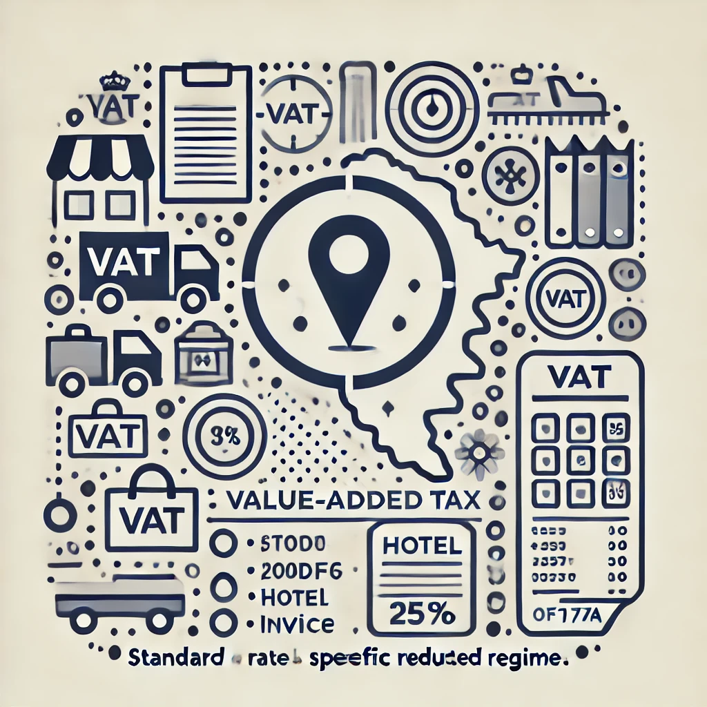 Symbolgrafik Mehrwertsteuer (PDV) in Montenegro