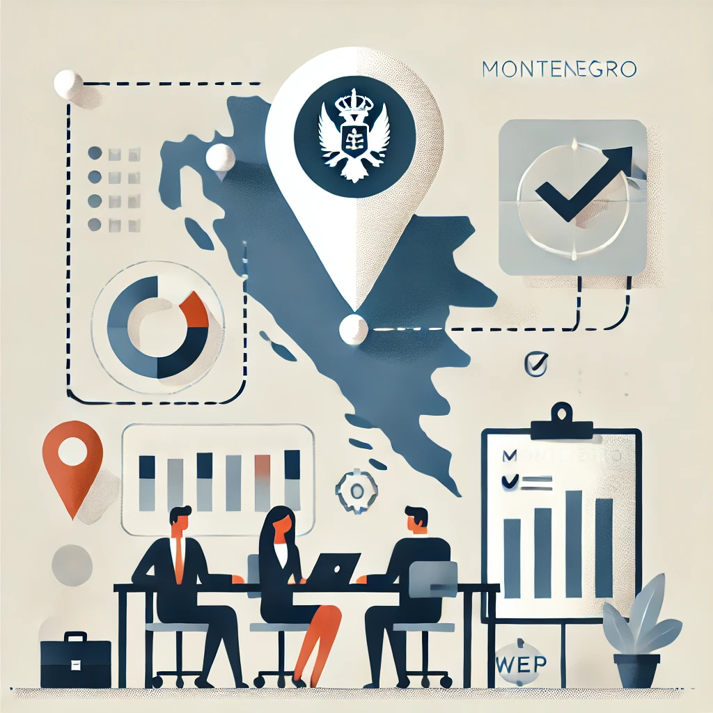 Symbolgrafik strategische Steuerplanung zwischen DACH und Montenegro