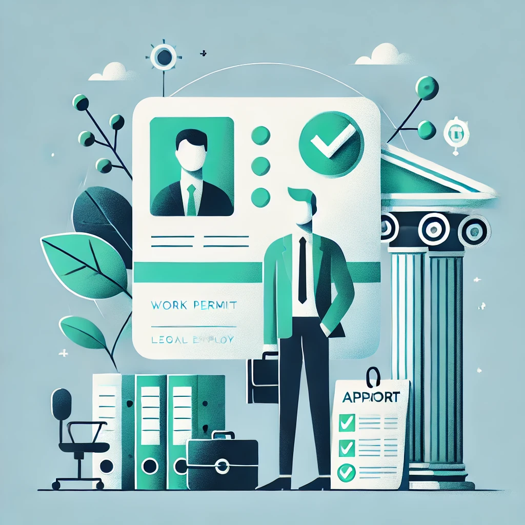 Arbeitserlaubnis und legale Besch&auml;ftigung &ndash; Symbolgrafik