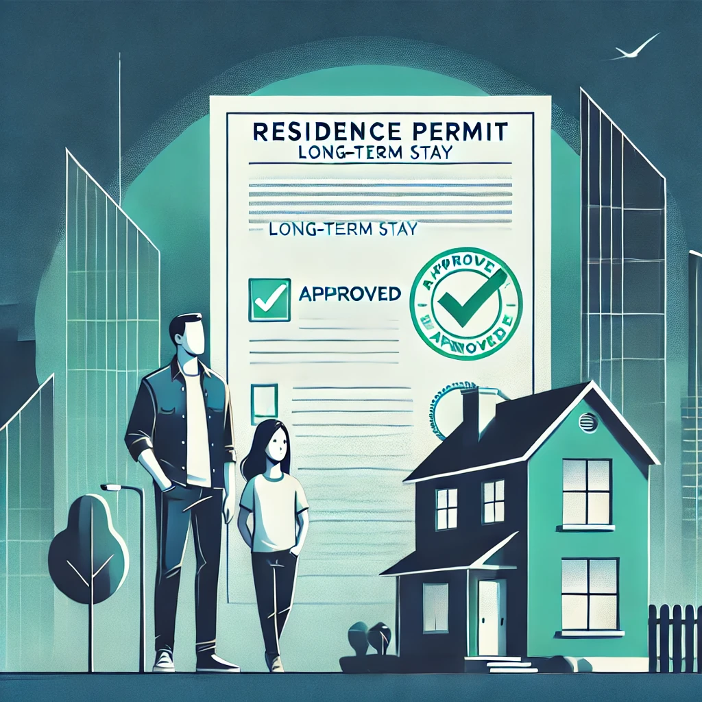 Aufenthaltserlaubnis und langfristiger Aufenthalt &ndash; Symbolgrafik