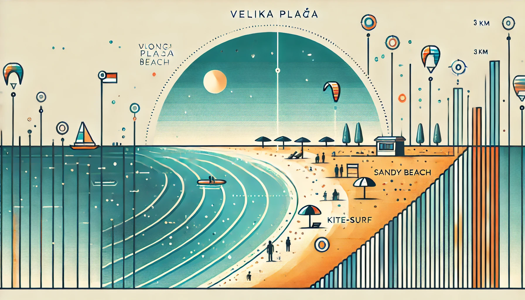 Ulcinj als Reiseziel: Velika Plaža &ndash; langer Sandstrand mit flachem Wasser