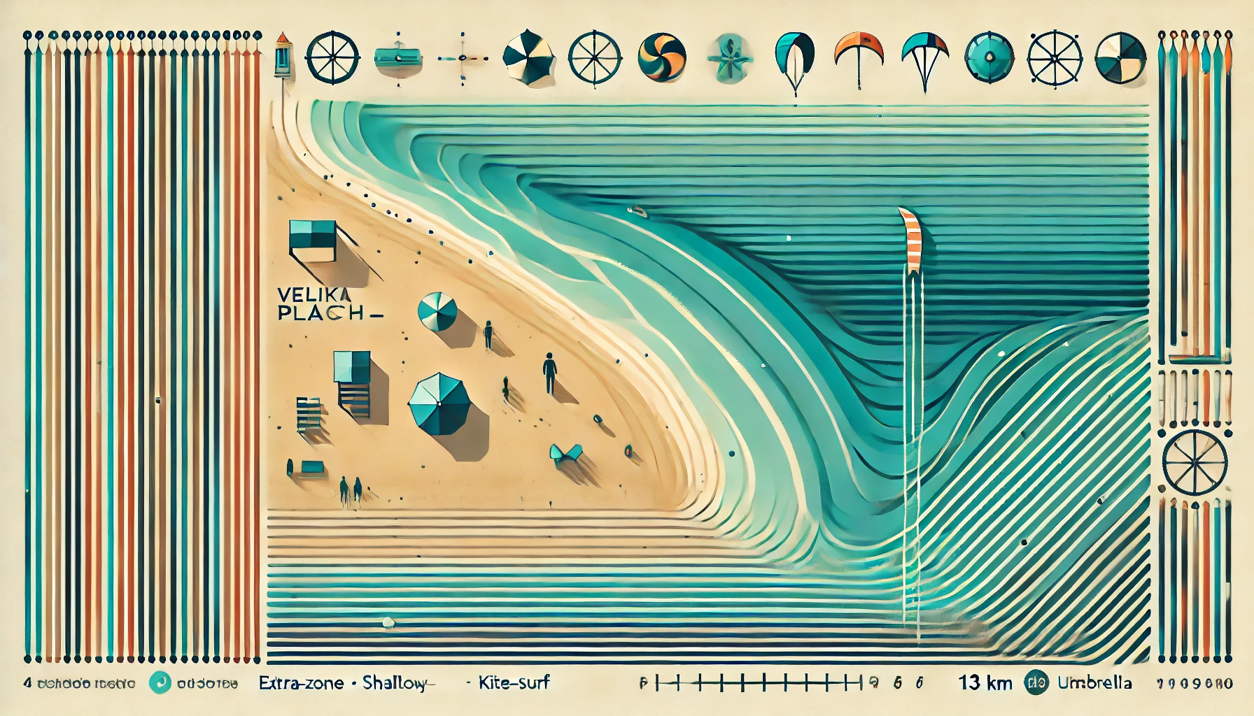 Standortvorteile - Abstrakte Darstellung der Velika Plaza in Ulcinj Montenegro