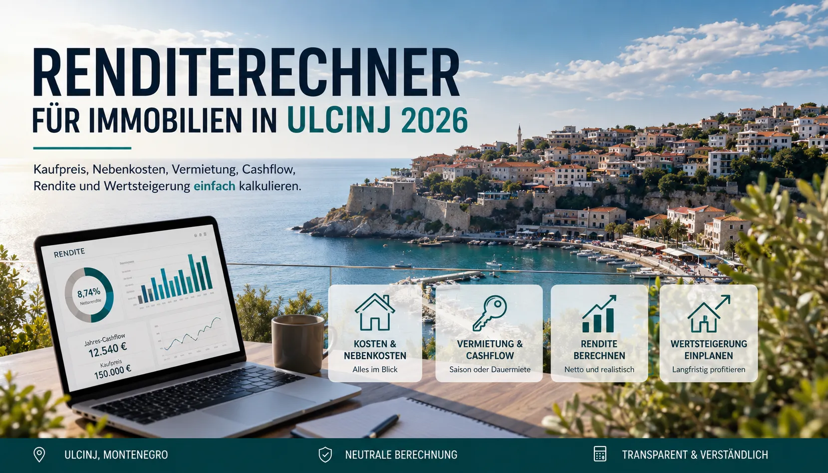 Renditerechner f&uuml;r Immobilien in Ulcinj Montenegro